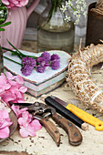 Craft materials for making a flower wreath