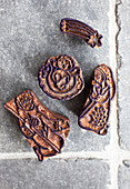 Wooden stamps for decorating festive biscuits