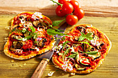 Vegetable flatbread with peppers, zucchini and wild herbs