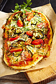 Pizza with eggplant and zucchini