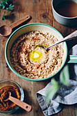 Porridge with melted butter and cinnamon