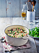 Ham and pea risotto