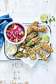 Sesame-Crusted Chicken with Quickled Slaw