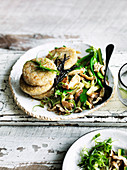 Rice Cakes with Zucchini and Mushrooms