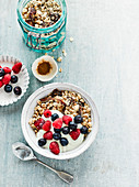 Breakfast cereal with yoghurt and berries