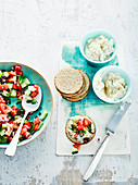 Bean and Feta Spread with Greek Salad