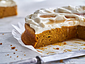 Pumpkin cake with maple frosting