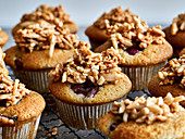 Cherry muffins with chopped almonds