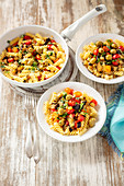 Fusilli with eggplant and tomatoes