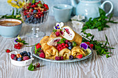 Crepes with quark and berries