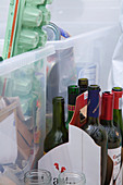 Items of household waste organised for recycling