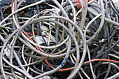 Armoured copper cable at a metal recycling centre