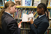 Secondary school students in the school library