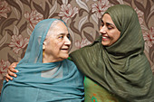South Asian daughter with her mother