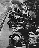 Shelter in Elephant and Castle tube station, World War II