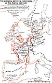 Map of the Vikings & Western Christendom in the 9th Century