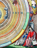 An astronomer, detail from a map of the planets, 1660-1661