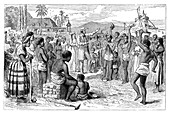 The emancipation of slaves on a West Indian plantation