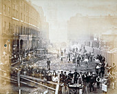 Road widening works in Shoe Lane, City of London, 1871