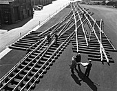 Railway track work at Edgar Allen's steel foundry, 1962