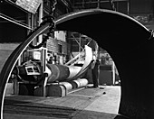 Rolling plate at Edgar Allen's steel foundry, 1964