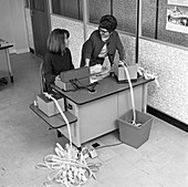 Punch room at Tetley's brewers, Leeds, West Yorkshire, 1968