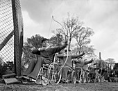 Archery practice at CISWO paraplegic centre, Yorkshire, 1960