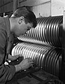 Roll turning at the Edgar Allen Steel Foundry, 1962