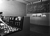 Control room at Manvers coal preparation plant, 1956