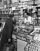 Danish Bacon May Fare shop display, Yorkshire, 1964