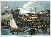 Scene on the river at Canton, China, c1840