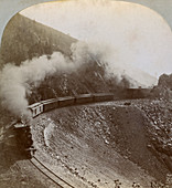 Rounding the curves on Marshall Pass, Colorado, USA, 1898