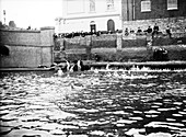 Boys bathing in a sluice, Grand Union Canal, London, c1905