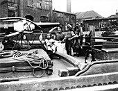 Barge family on a dumpy barge, London, c1905