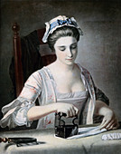 A maid ironing, 18th century