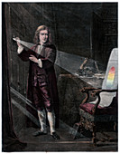 Newton investigating light', 1870