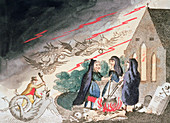 Three witches in a graveyard, c1790s