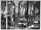 Weaving at Spitalfields, London, 1747