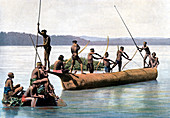 Fishing with a bow, Indian Ocean, c1890