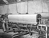 Net loom in the Stuart's factory, c1880