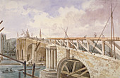 Demolition work on Blackfriars Bridge, 1864