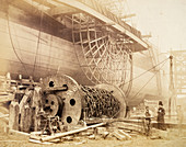 Isambard Kingdom Brunel beside the 'Great Eastern', c1857