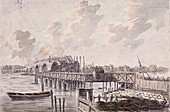 Construction of Blackfriars Bridge, London, c1762