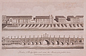Two Views of London Bridge (old), London, 1805