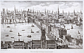 London Bridge (old), London, c1830