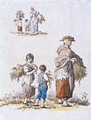 Women and children gleaning, Provincial Characters, 1802