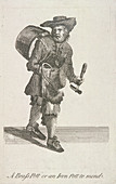Brass and iron pot mender, Cries of London, c1688
