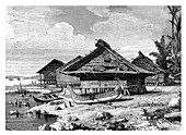 Village on Seram, Indonesia, 19th century