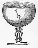 Magnetized needle floating in a goblet of water, 1600