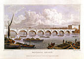 Waterloo Bridge, London, across the Thames, 1817